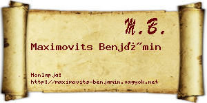 Maximovits Benjámin névjegykártya